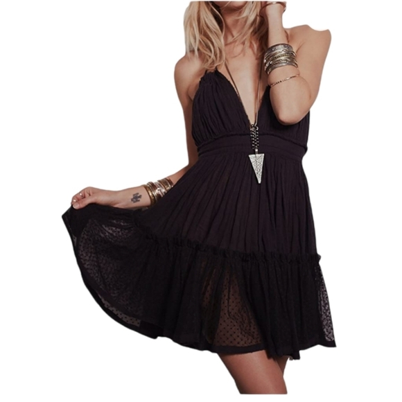 Dresses & Skirts - Womens Summer Halter Deep V Neck Sexy Mini Short Dress / Cover-up Size XL NWOT